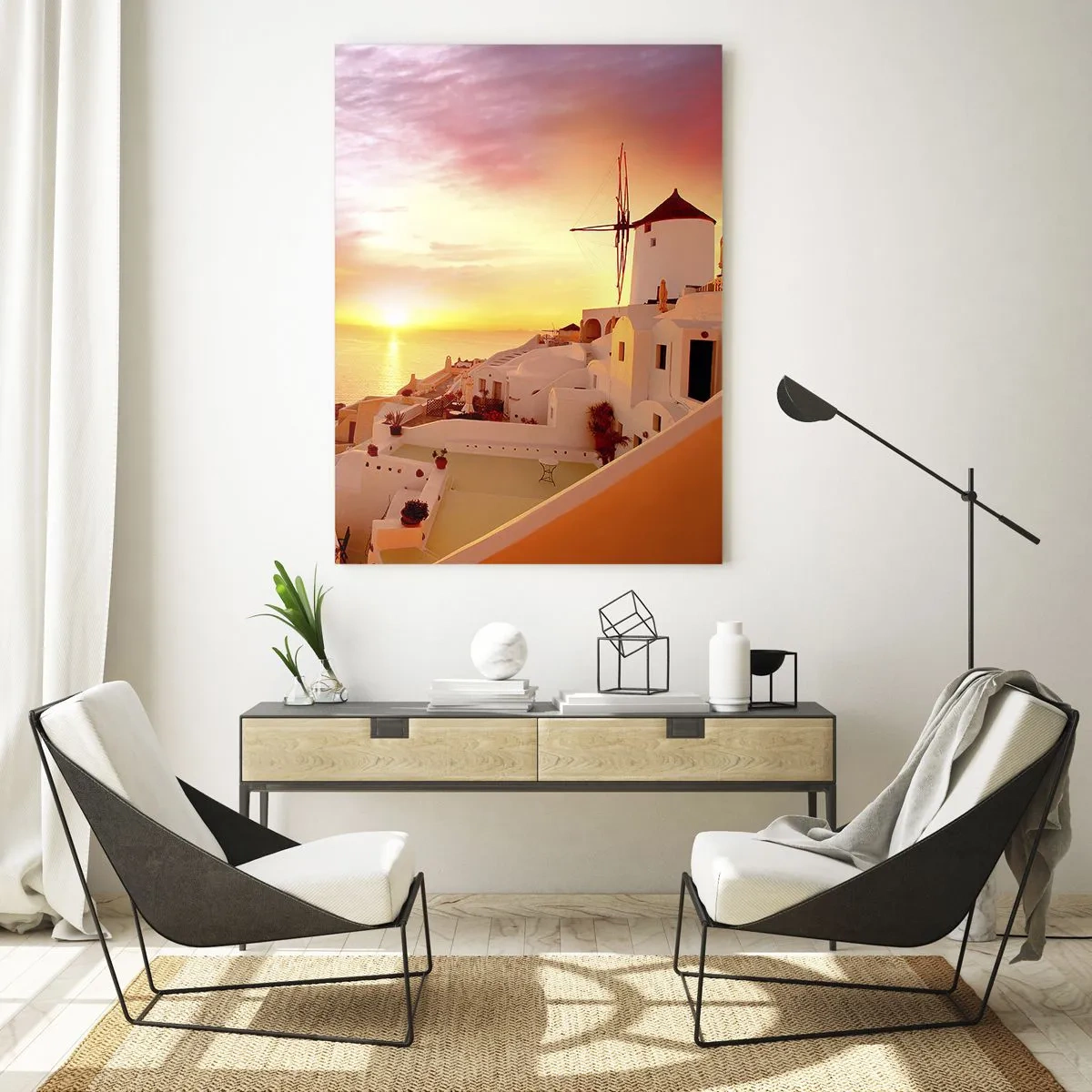 Obraz na skle - Rozplynúť sa v bielej a zlatej - 50x70 cm