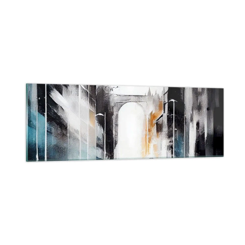 Obraz na skle - Štúdia mesta: architektúra a pohyb - 90x30 cm
