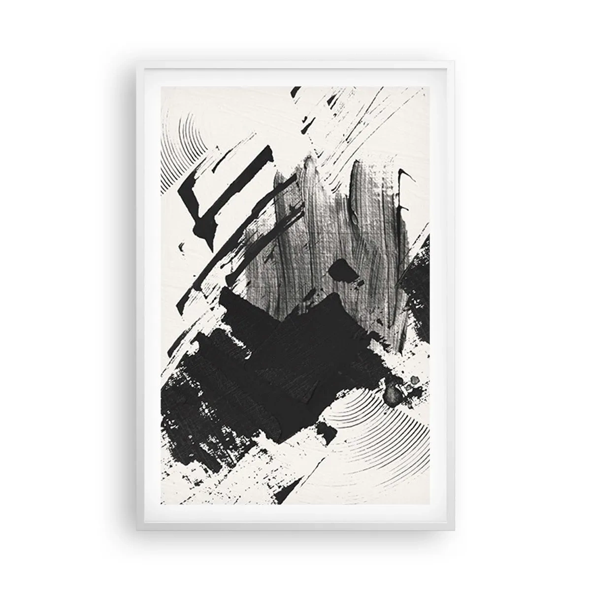 Plagát v bielom ráme - Abstrakcia – expresia čiernej - 61x91 cm