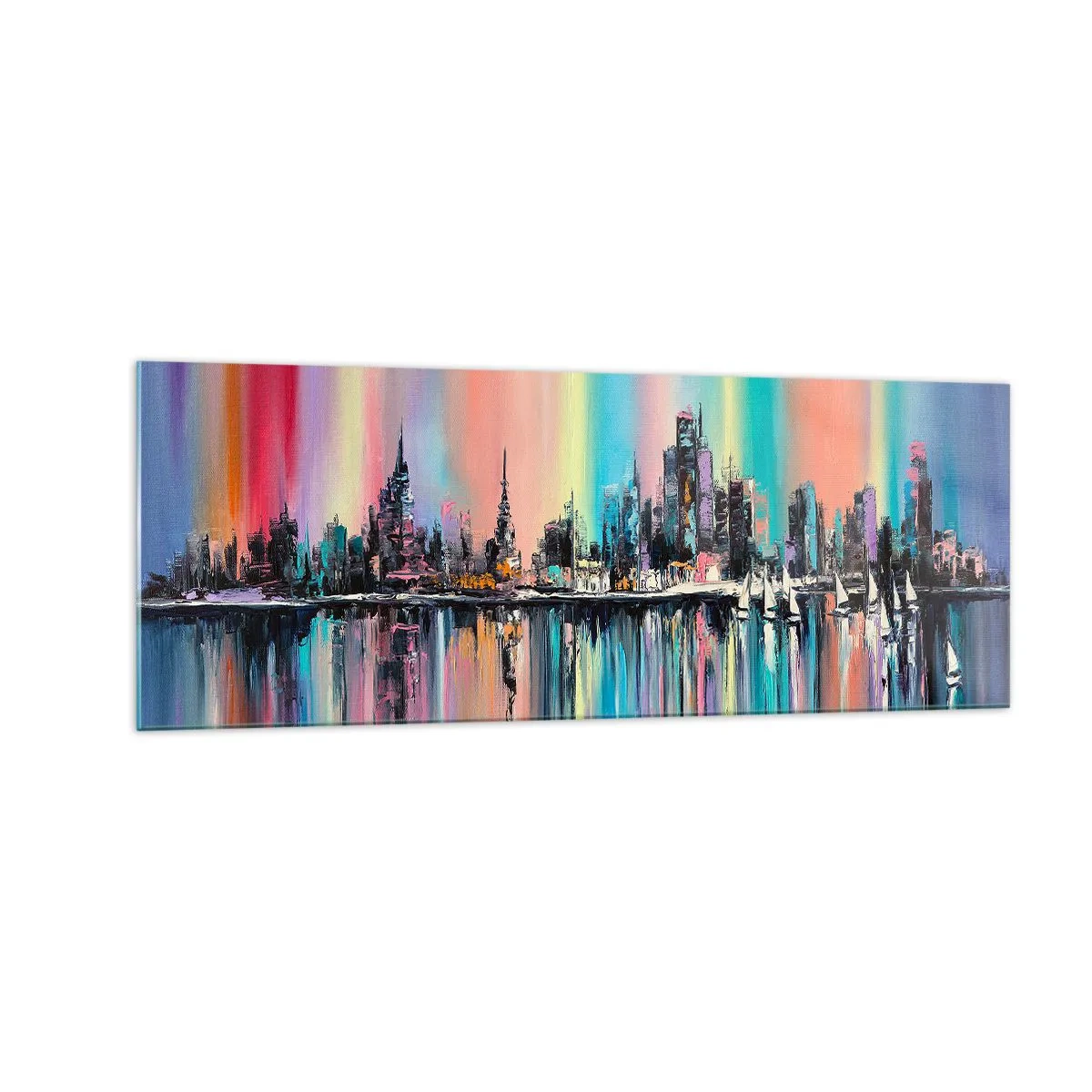 Obraz na skle - Nočný prúd svetla - 140x50 cm