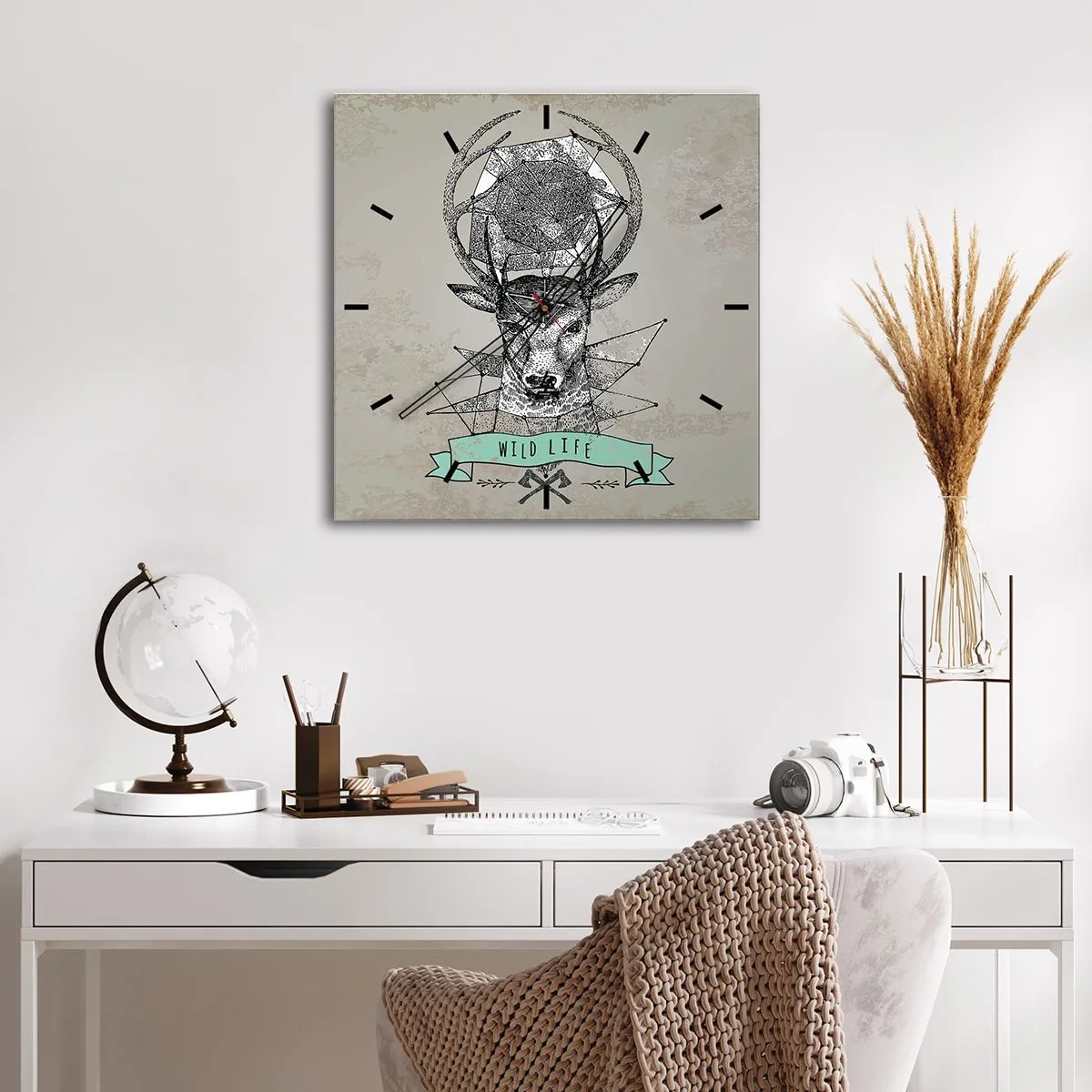 Nástenné hodiny - Videnie sv. Huberta - 40x40 cm