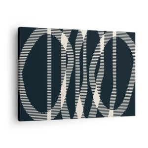 Obraz na plátne - Geometrické čiary vo svetlých odtieňoch na tmavom pozadí - 70x50cm - Pokus o prelomenie temnoty - Moderná nástenná dekorácia do obývacej izby a spálne ARTTOR