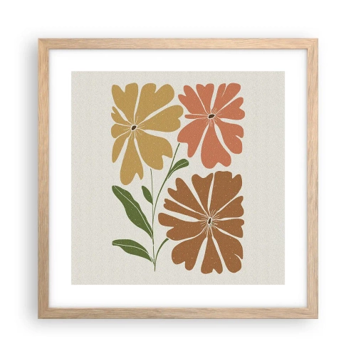 Plagát v ráme zo svetlého duba - Príroda a geometria - 40x40 cm