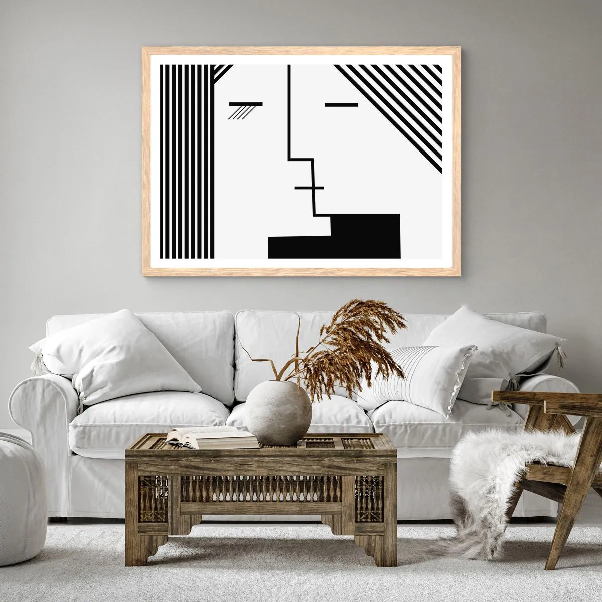 Plagát v ráme zo svetlého duba - Proste bozk - 91x61 cm