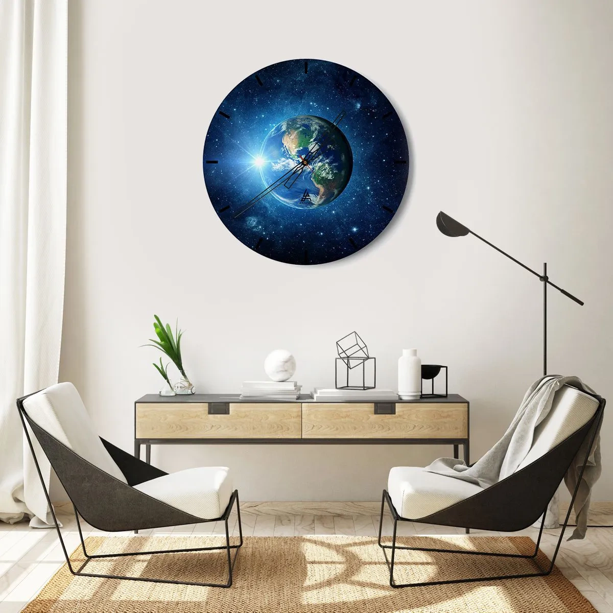 Nástenné hodiny - Pohľad na Zem z vesmíru - 30x30cm - Sme v nebi - Moderná nástenná dekorácia do obývacej izby, kuchyne a spálne ARTTOR