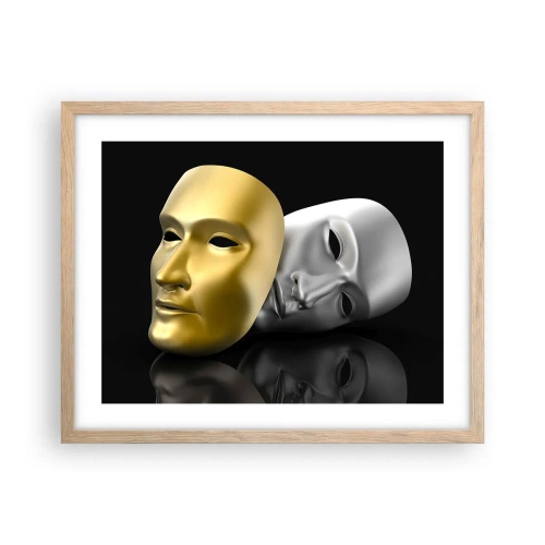 Plagát v ráme zo svetlého duba - Život je divadlo - 50x40 cm