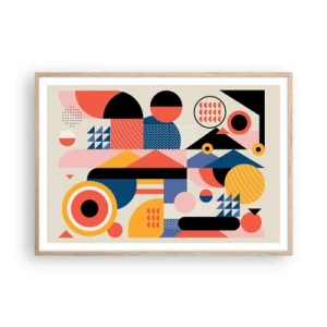 Plagát v ráme zo svetlého duba - Kompozícia: poďme sa hrať - 100x70 cm