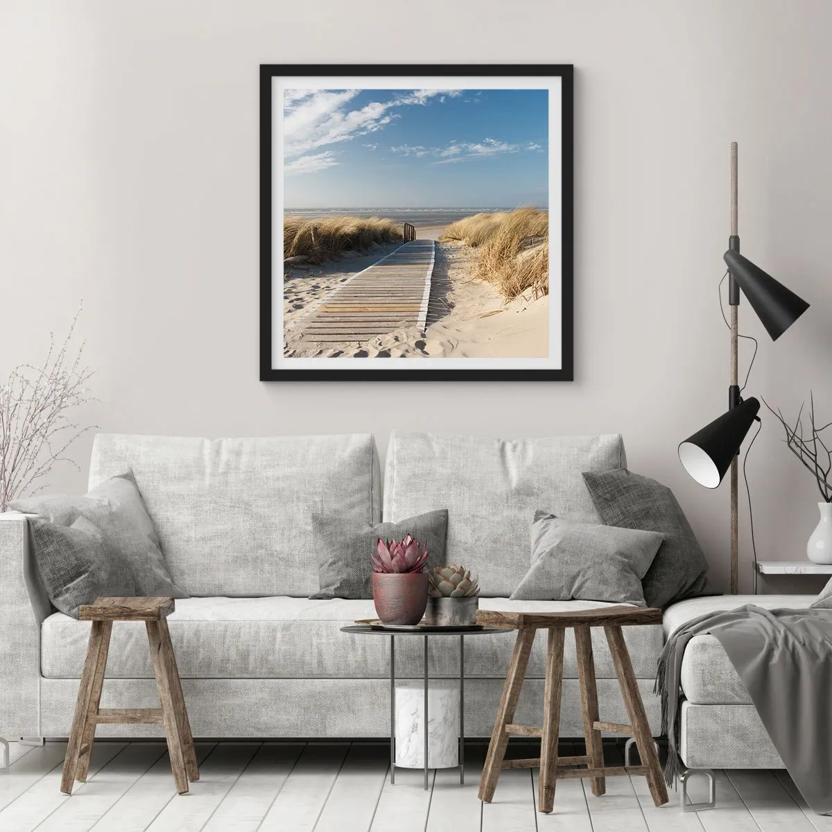 Plagát v čiernom ráme - Za dunou, v šumení trávy - 60x60 cm