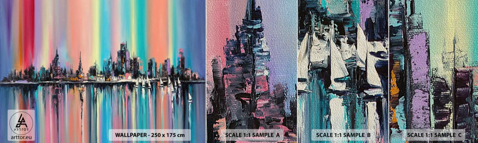 Vzorka fototapety Premium Sand - Nočný prúd svetla - Mesto, Architektúra, Rieka - 100x30 cm