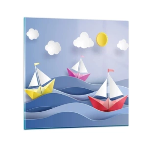 Obraz na skle - Ach, ako je príjemné hojdať sa na vlnách - 70x70 cm