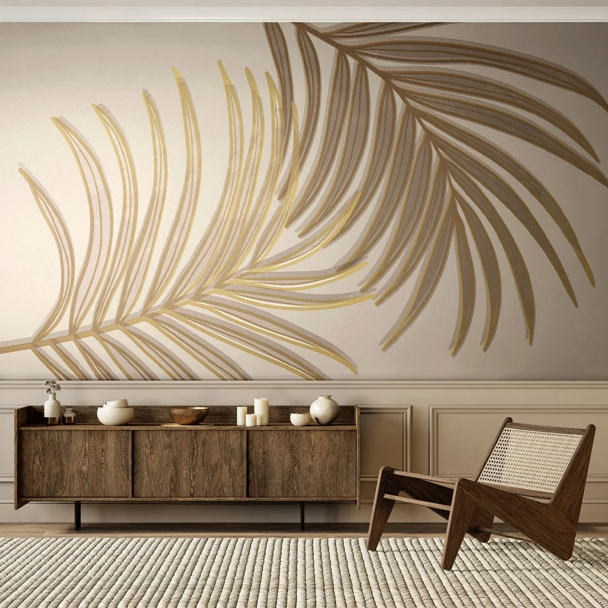 Fototapeta Standard Eco - Zlatá palma! - Abstrakcia, Palmový list, Grafika - 400x280 cm