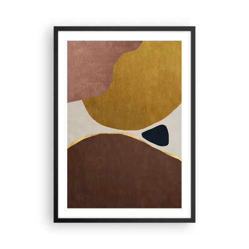 Plagát v čiernom ráme - Abstraktná geometrická kompozícia v teplých farbách - 50x70cm - Abstrakcia – miesto v priestore - Moderná nástenná dekorácia do obývacej izby a spálne ARTTOR