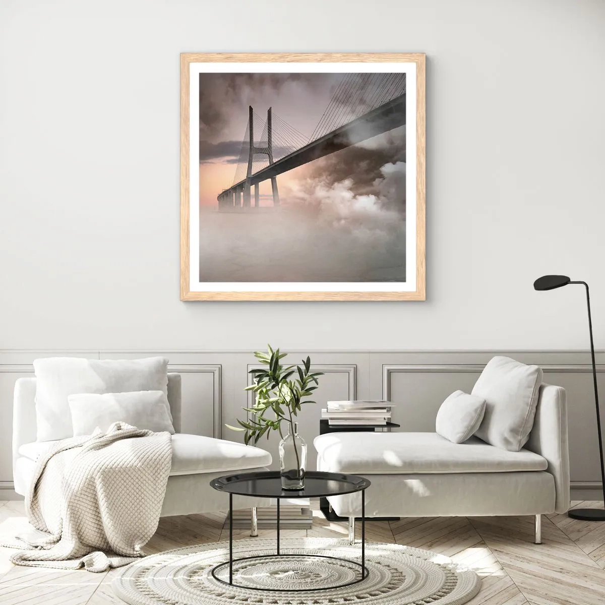 Plagát v ráme zo svetlého duba - Pri rieke, ktorá nie je - 40x40 cm