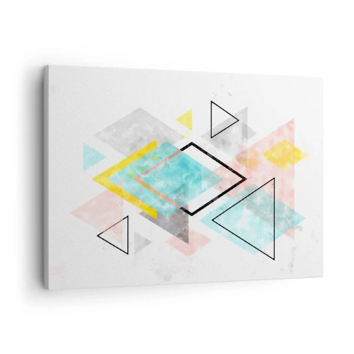Obraz na plátne - Farebné geometrické vzory na bielom pozadí - 70x50cm - Geometrická hračka - Moderná nástenná dekorácia do obývacej izby a spálne ARTTOR