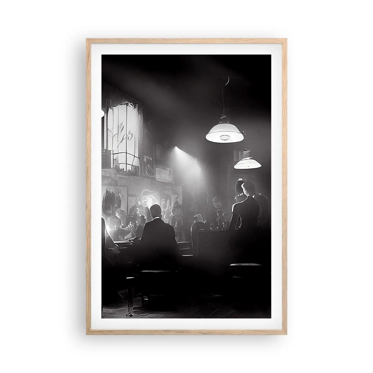 Plagát v ráme zo svetlého duba - V jazzovej atmosfére - 61x91 cm