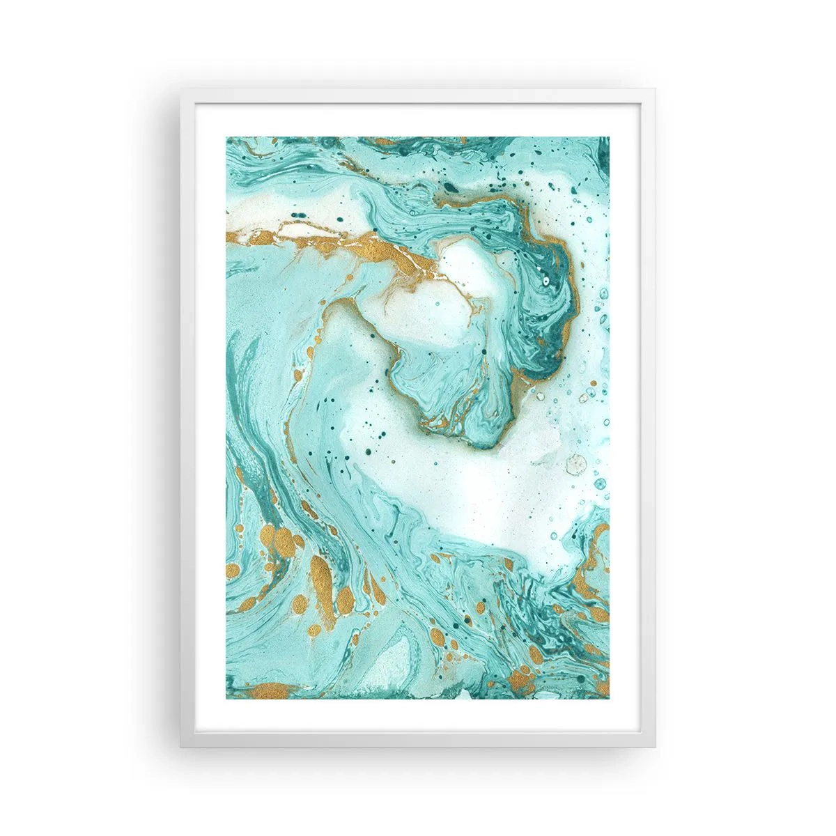 Plagát v bielom ráme - Pod veľkou vlnou z epochy Edo - 50x70 cm