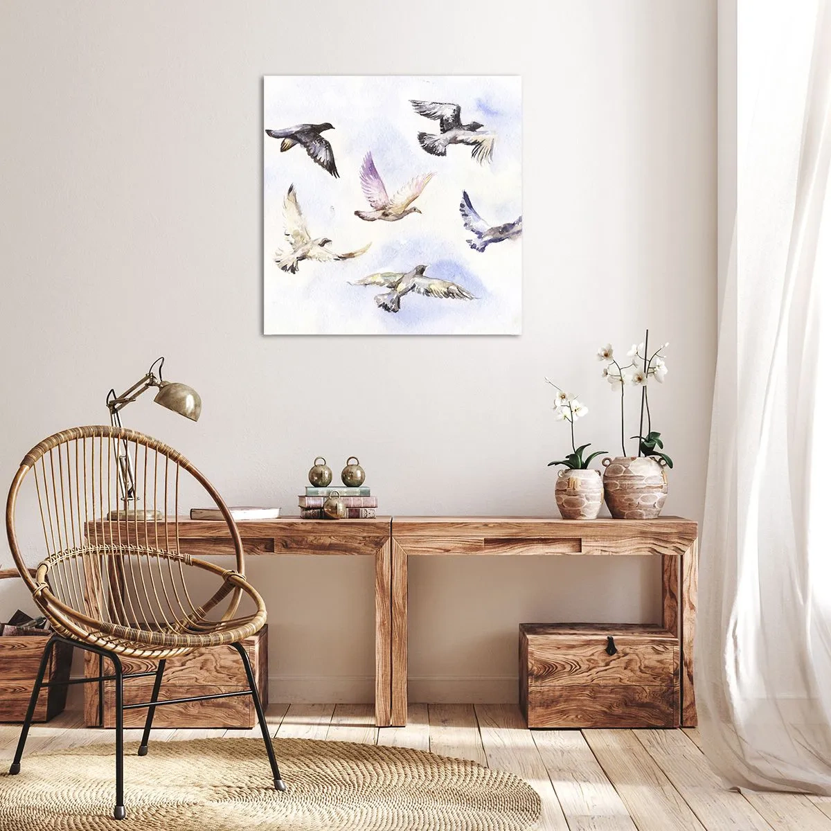 Obraz na plátne - Sloboda v šedej a modrej - 60x60 cm