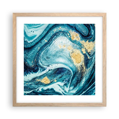Plagát v ráme zo svetlého duba - Modrý vír - 40x40 cm