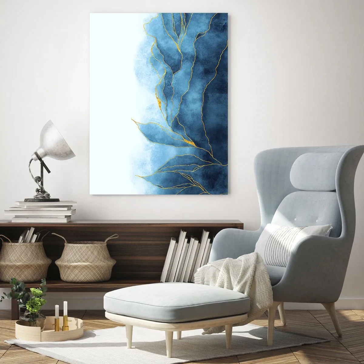 Obraz na skle - Blankyt v zlate - 50x70 cm