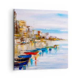 Obraz na plátne - Viacfarebný mestský prístav - 60x60 cm