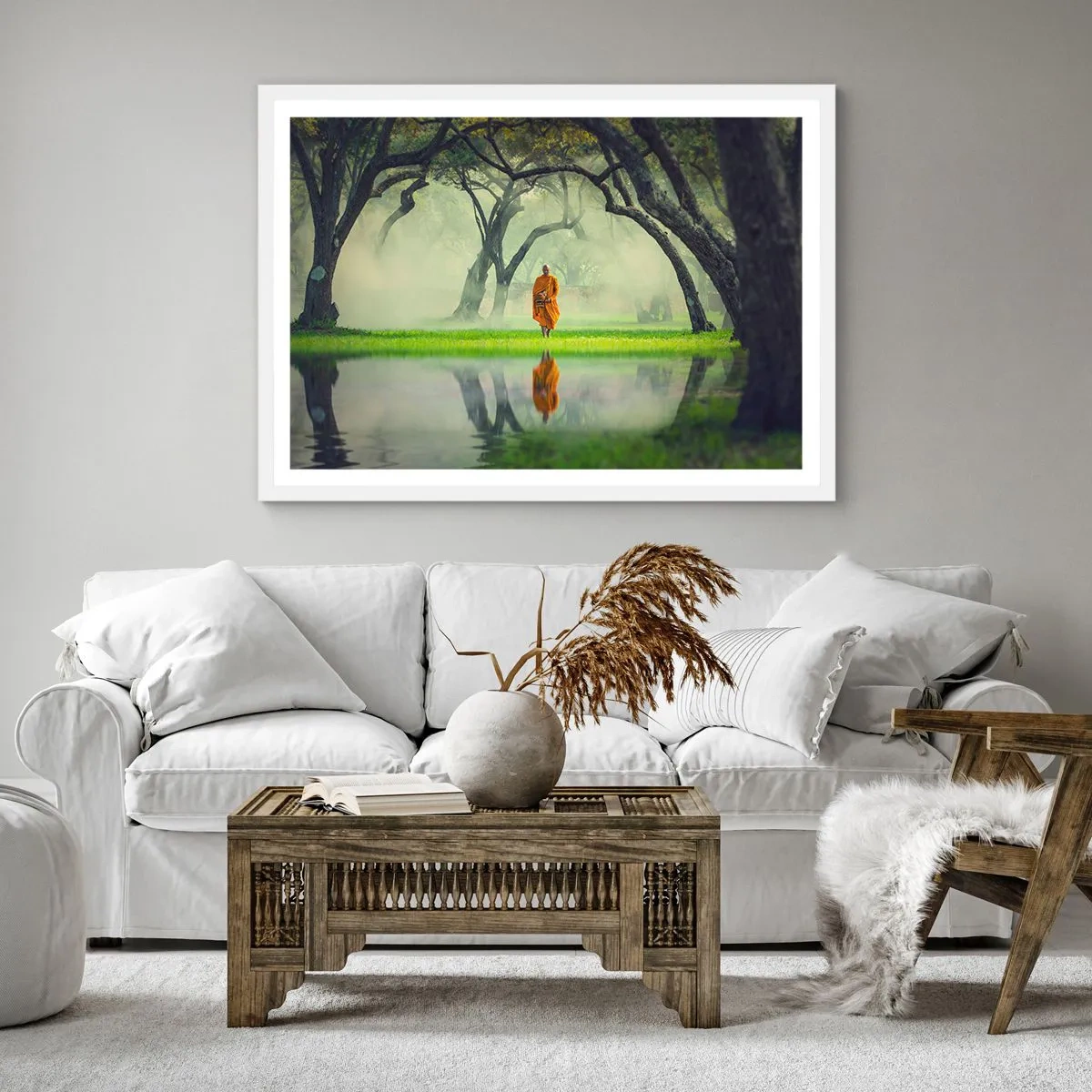 Plagát v bielom ráme - Na ceste k osvieteniu - 40x40 cm