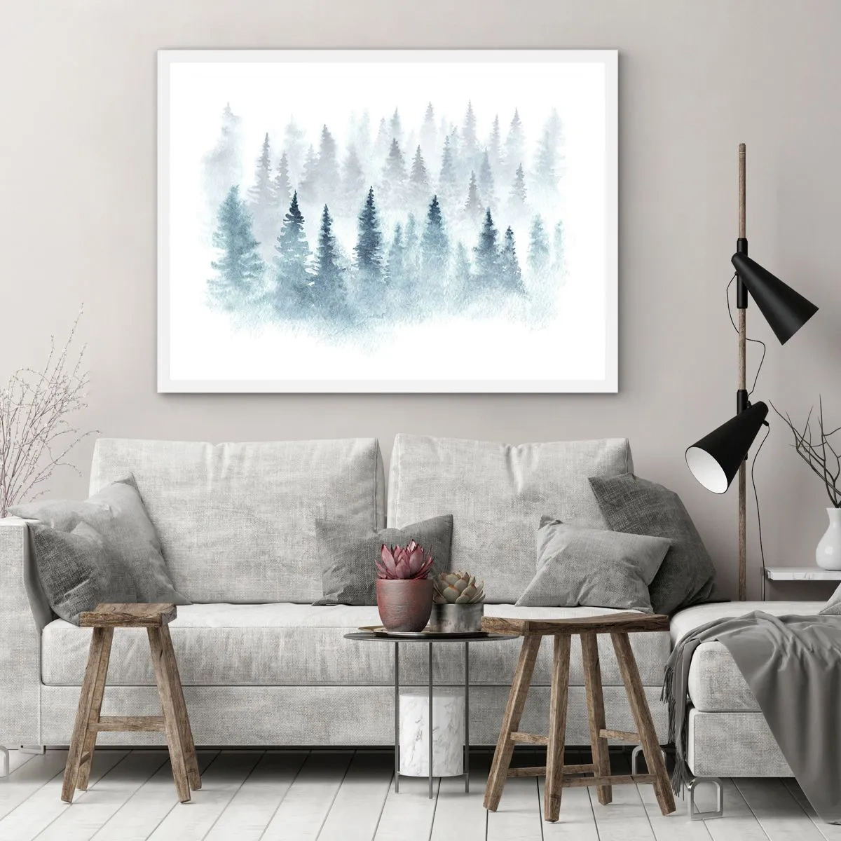 Plagát v bielom ráme - Zahalené hmlou - 100x70 cm