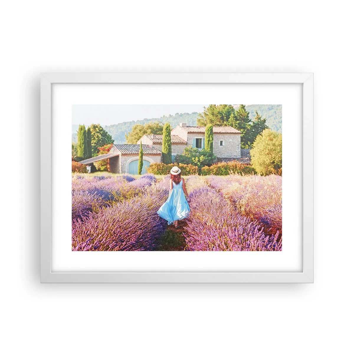 Plagát v bielom ráme - Levanduľové dievča - 40x30 cm