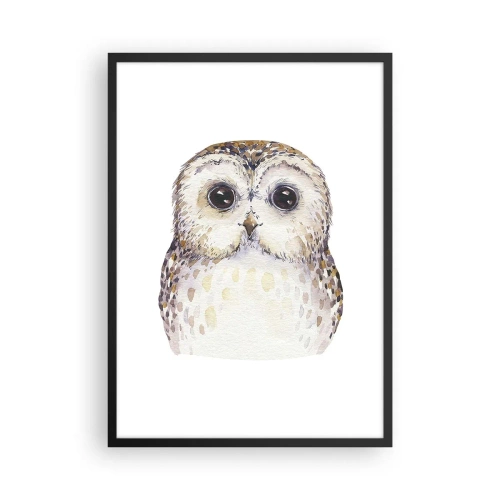 Plagát v čiernom ráme - Očarujúci akvarelový portrét sovy - 50x70cm - Pozri sa mi do očí - Moderná nástenná dekorácia do obývacej izby a spálne ARTTOR