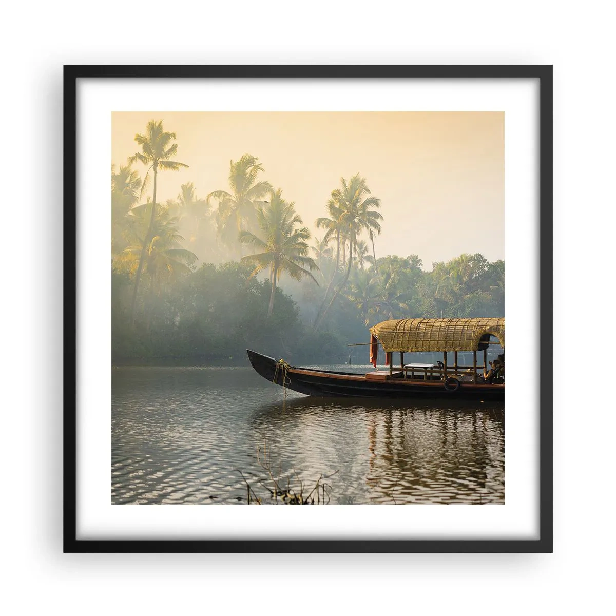Plagát v čiernom ráme - Dom na rieke - 50x50 cm