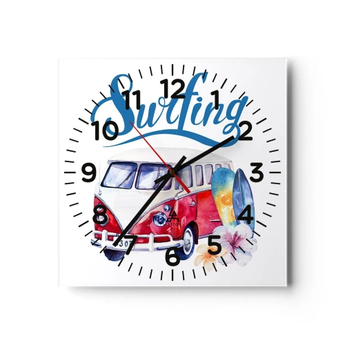 Nástenné hodiny - Uhorka - klasika pre surferov - 30x30 cm