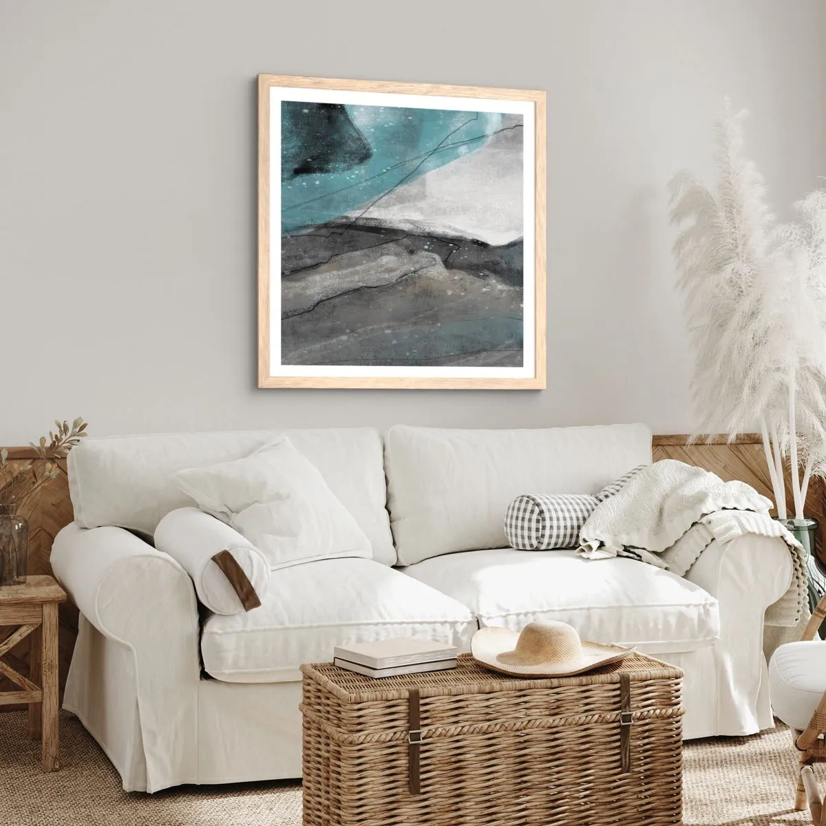 Plagát v ráme zo svetlého duba - Abstrakcie: skaly a ľad - 40x40 cm