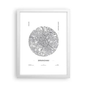 Plagát v bielom ráme - Anatómia Birminghamu - 30x40 cm