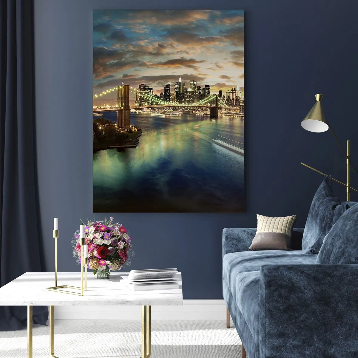 Obraz na skle - Žiarivý večer nad Manhattanom - 50x70 cm