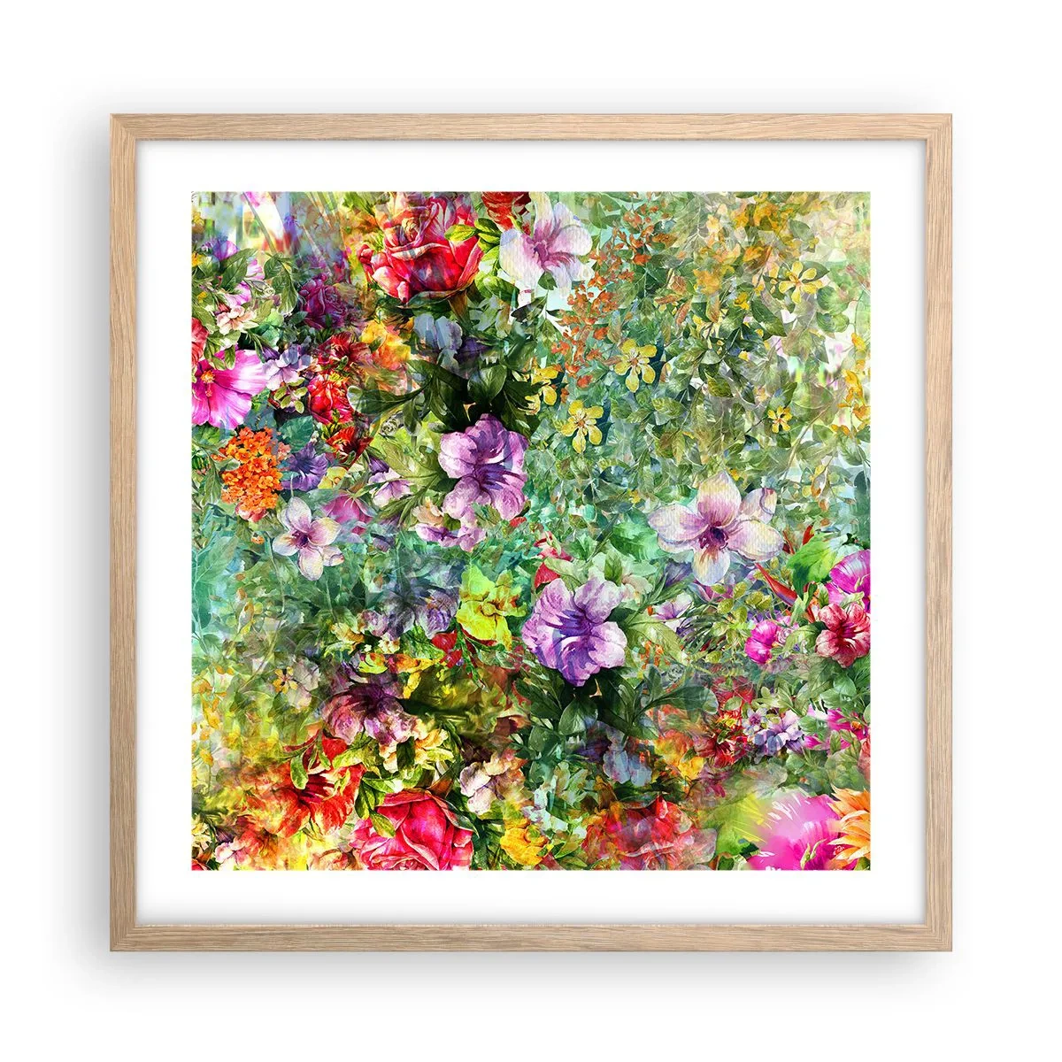 Plagát v ráme zo svetlého duba - Do kvetov, do zahynutia - 50x50 cm