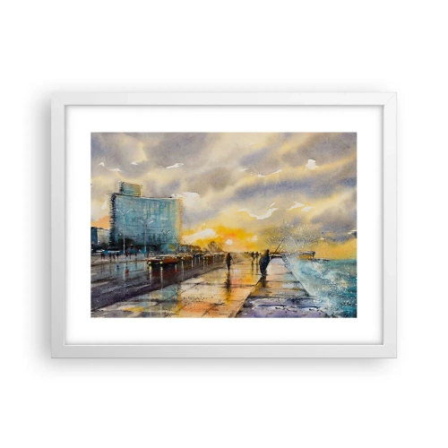 Plagát v bielom ráme - Život na pobreží - 40x30 cm