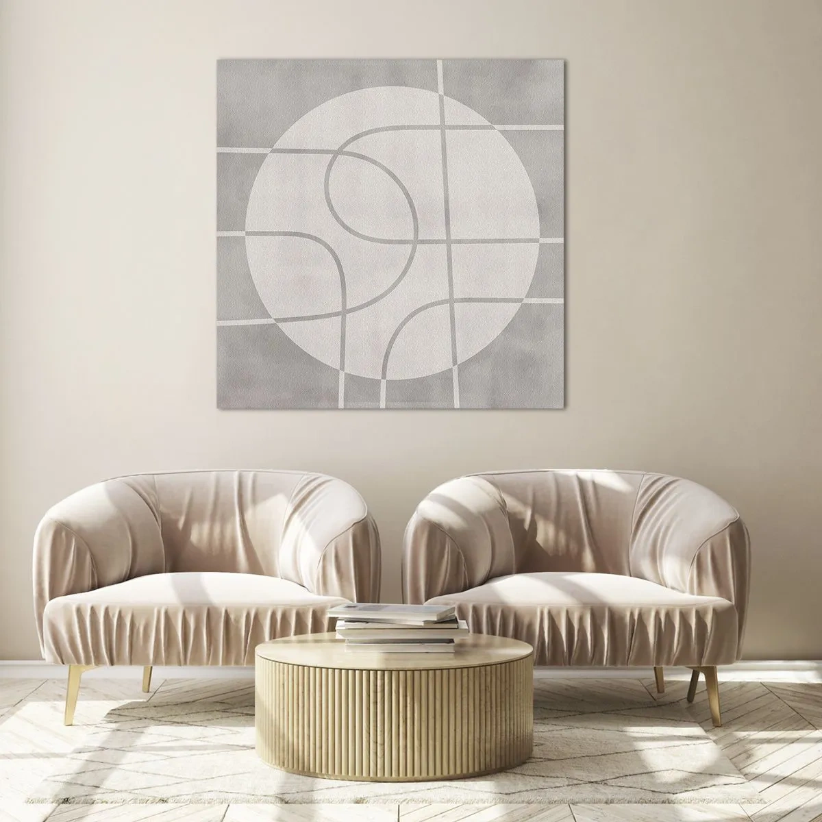 Obraz na skle - Kruhovo a priamo - 50x50 cm