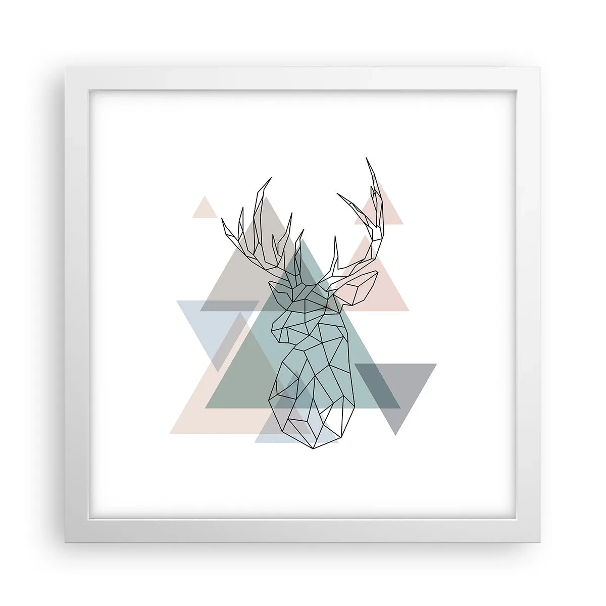 Plagát v bielom ráme - V geometrickom lese - 30x30 cm
