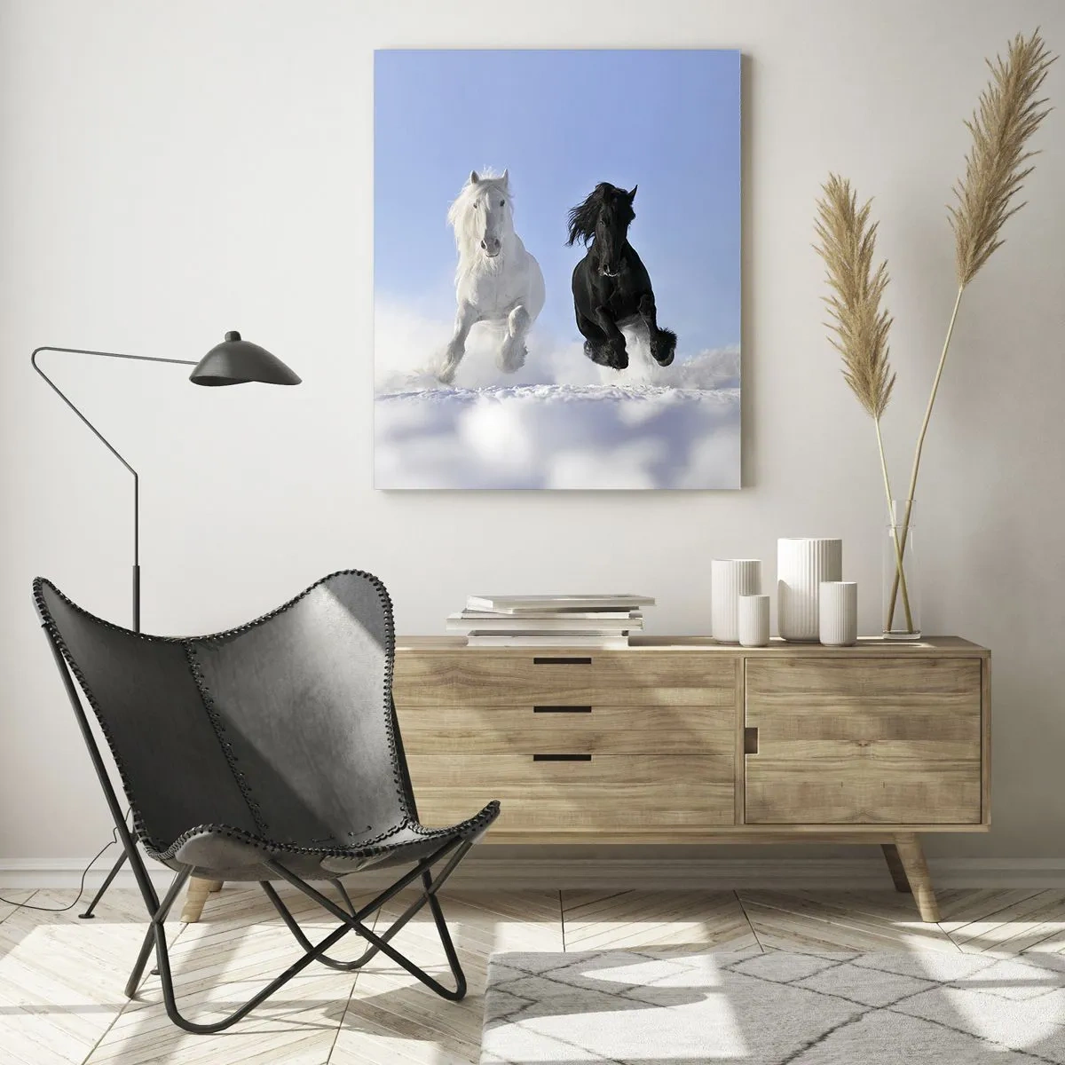 Obraz na skle - Čierno-biely cval - 50x70 cm