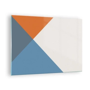 Obraz na skle - Geometrická kompozícia s farebnými trojuholníkmi - 70x50cm - Pod uhlom… - Moderná nástenná dekorácia do obývacej izby a spálne ARTTOR