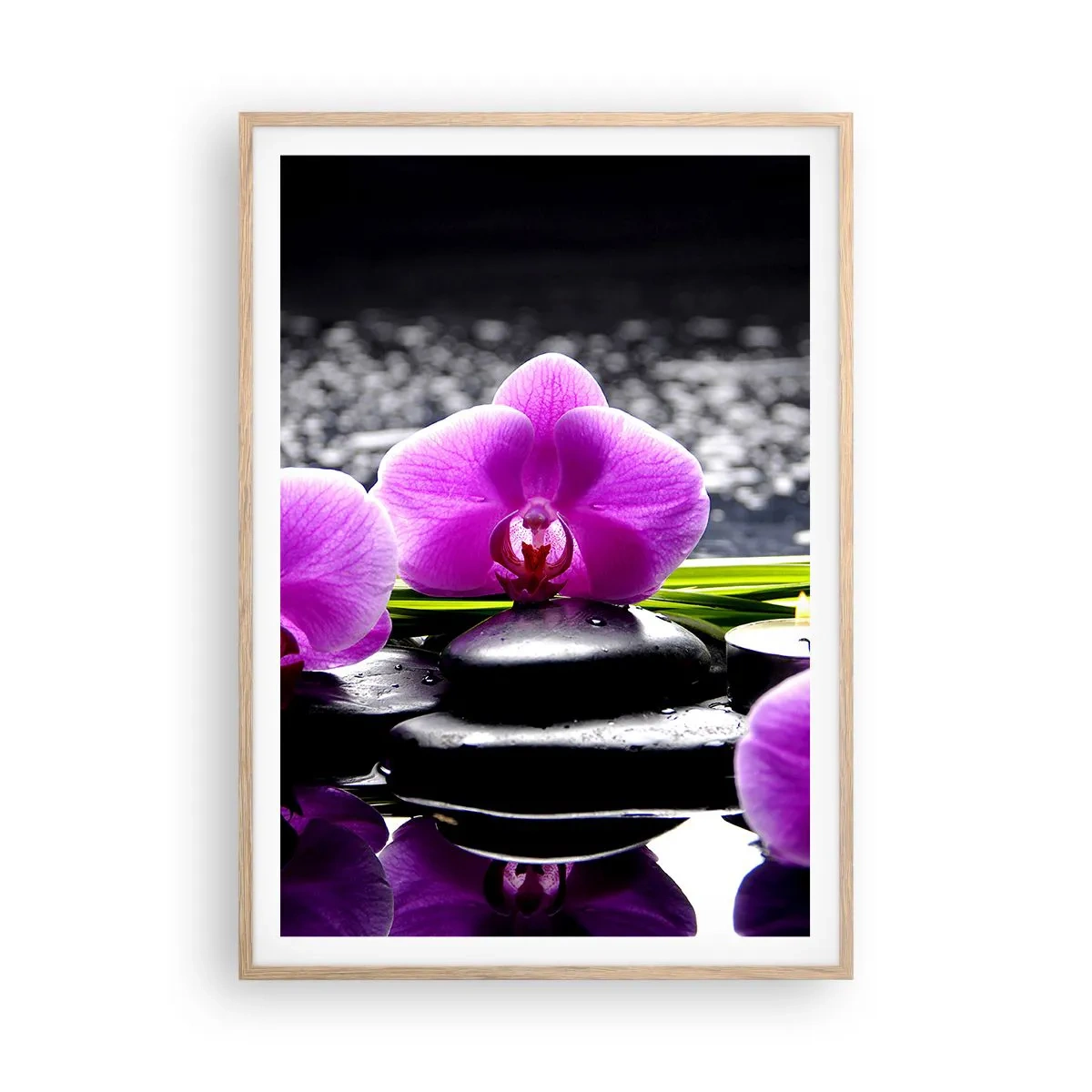 Plagát v ráme zo svetlého duba - Utopiť v tichu a pokoji - 70x100 cm