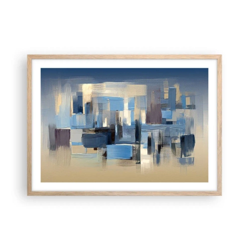 Plagát v ráme zo svetlého duba - Modrá konštrukcia - 70x50 cm