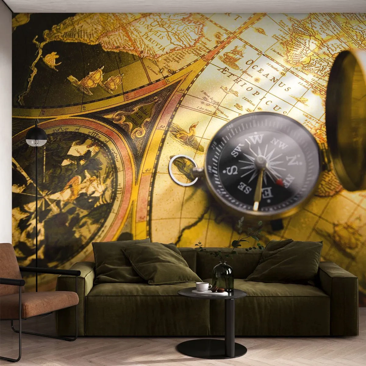 Fototapeta Premium Canvas - Čo tak na koniec sveta? - Cestuje, Mapy sveta, Kompas - 300x210 cm