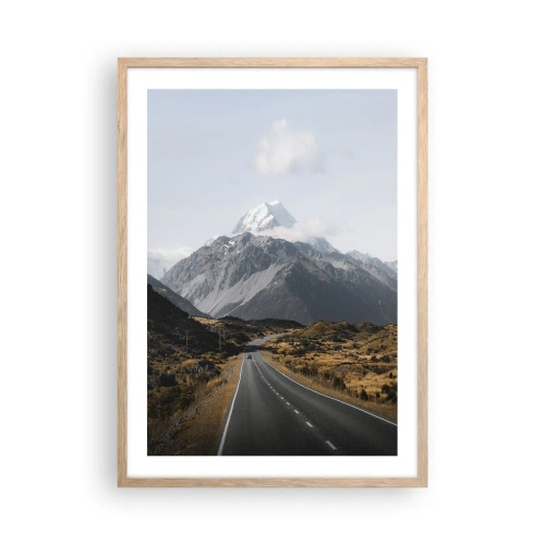 Plagát v ráme zo svetlého duba - Cesta do srdca hôr - 50x70 cm