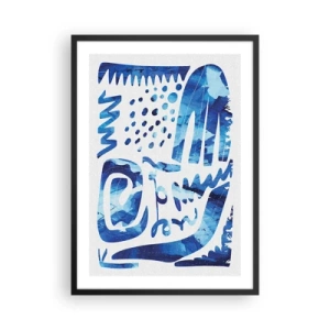 Plagát v čiernom ráme - Moderná abstrakcia v odtieňoch modrej - 50x70cm - Späť ku koreňom - Moderná nástenná dekorácia do obývacej izby a spálne ARTTOR