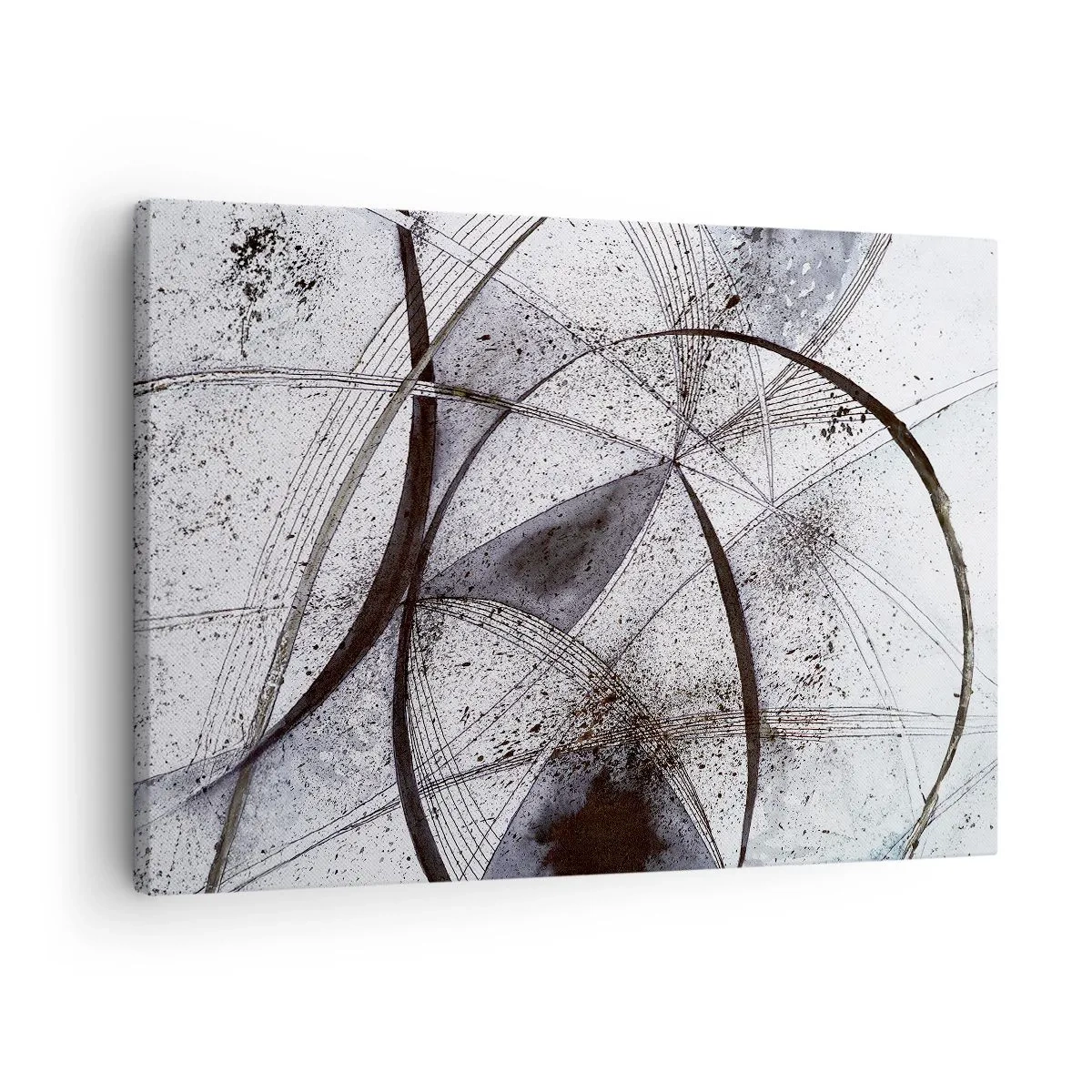Obraz na plátne - Abstraktné čiary a tvary v odtieňoch sivej a čiernej - 70x50cm - Futuristická fantázia - Moderná nástenná dekorácia do obývacej izby a spálne ARTTOR