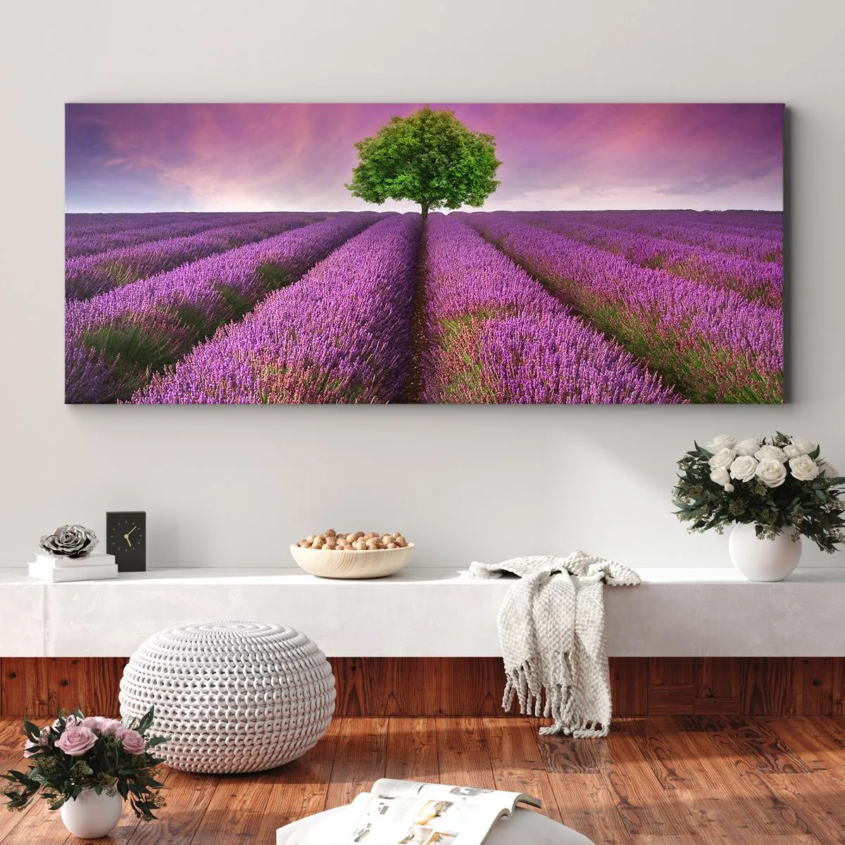 Obraz na plátne - Na levanduľových poliach - 100x40 cm