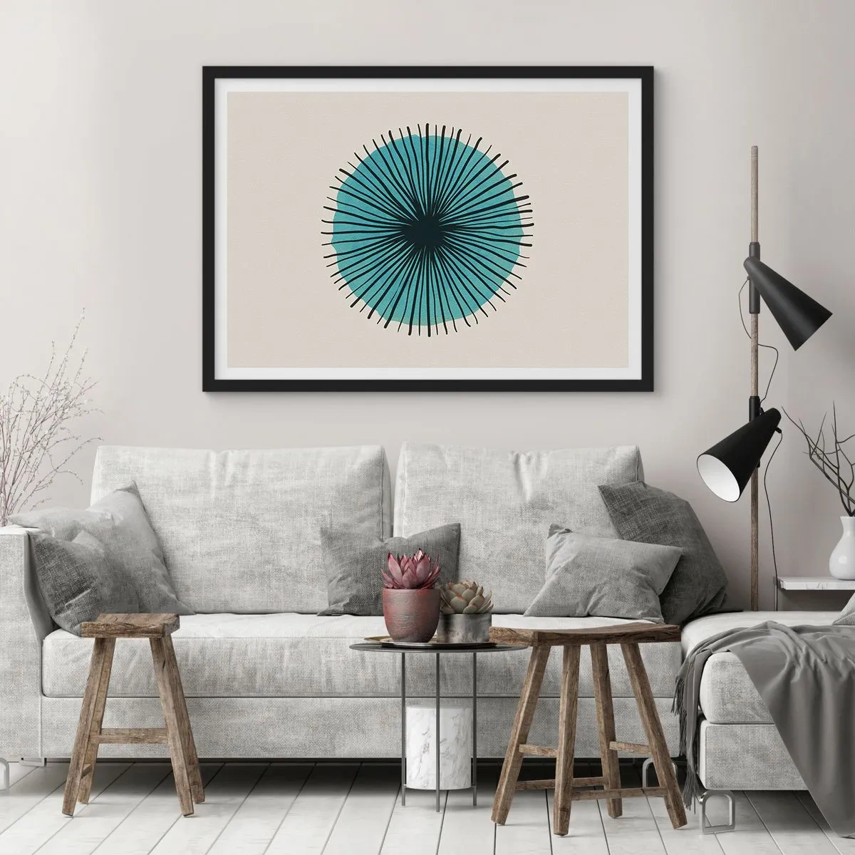 Plagát v čiernom ráme - Žiariaca modrá - 91x61 cm