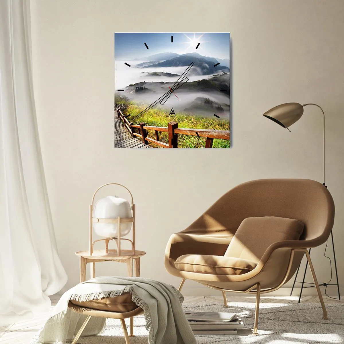 Nástenné hodiny - Utkané zo žiary a hmly - 40x40 cm