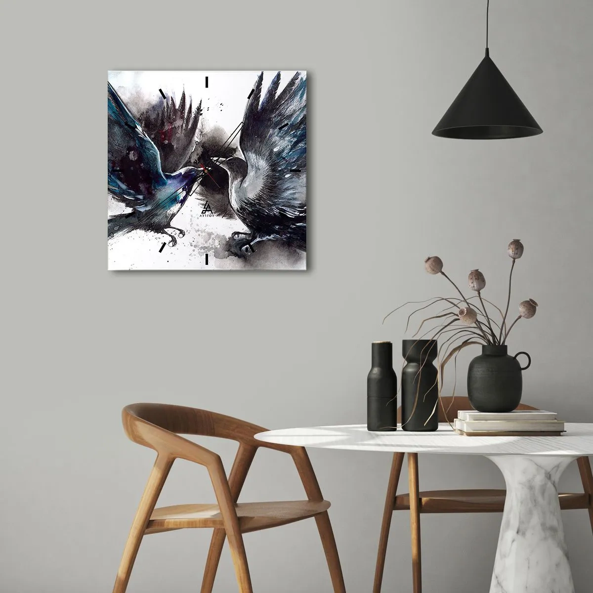 Nástenné hodiny - Havran havranovi… - 40x40 cm