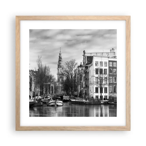 Plagát v ráme zo svetlého duba - Amsterdamské vibrácie - 40x40 cm